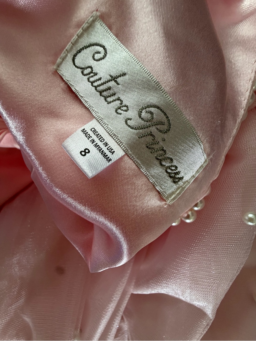 Girls Pink Pearl-Embellished Tulle Party Dress - Picture 8 of 8
